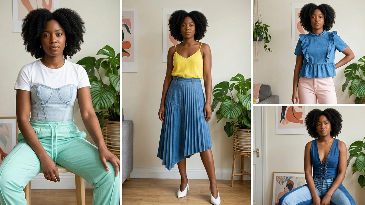 Teen customizing denim jacket with patches and embroidery for DIY fashion